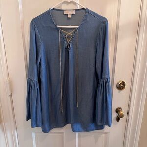 Michael Kors Chain Lace Up Bell Sleeve Tunic
